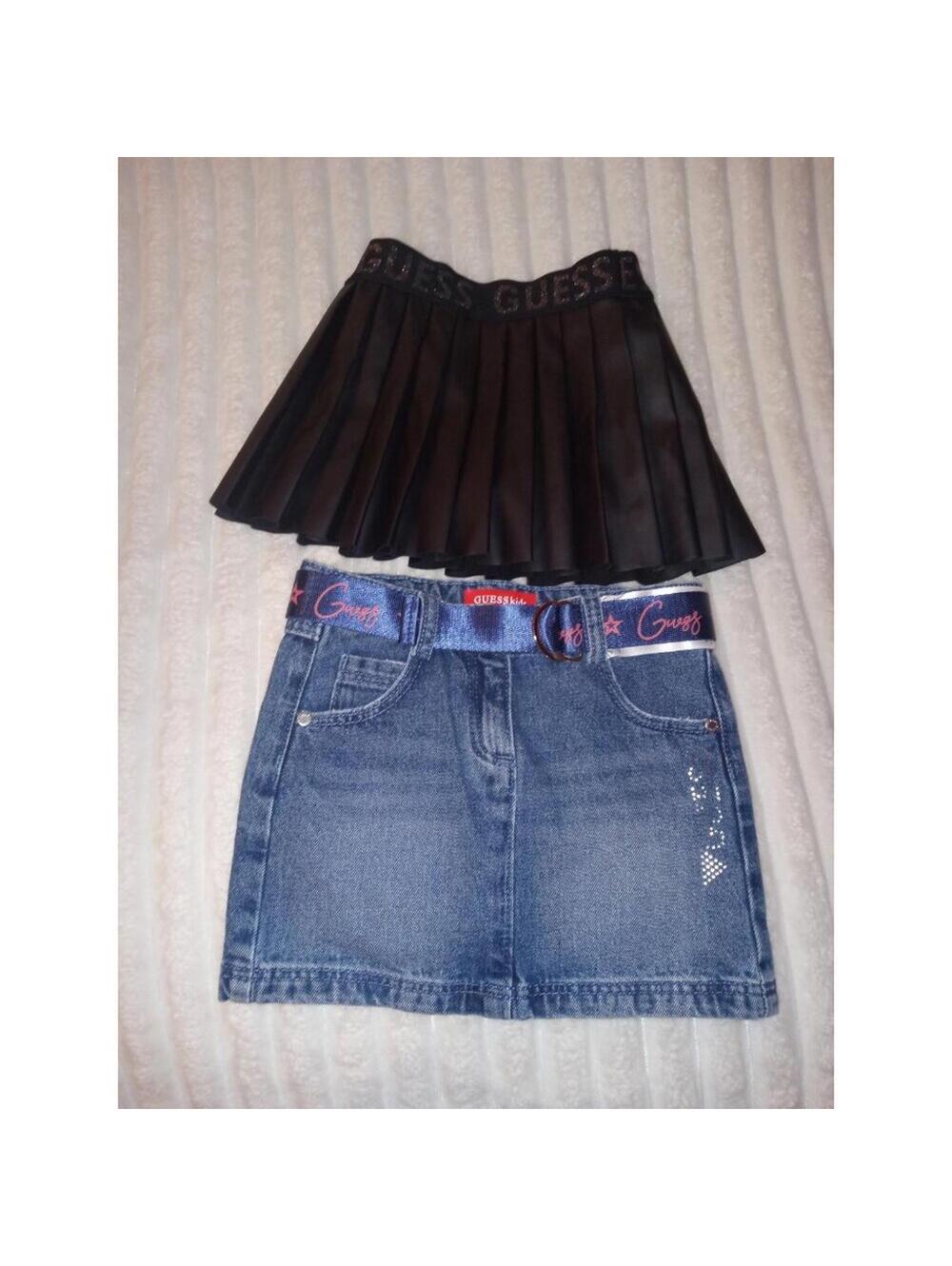 Guess Kids Skirt Bundle Girls Size 3 Pleated Skater Skirt and Denim Belted